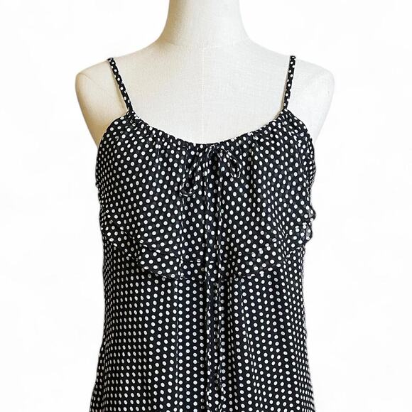 NY&Co y2k black and white polka ruffle tank top - Picture 1 of 5
